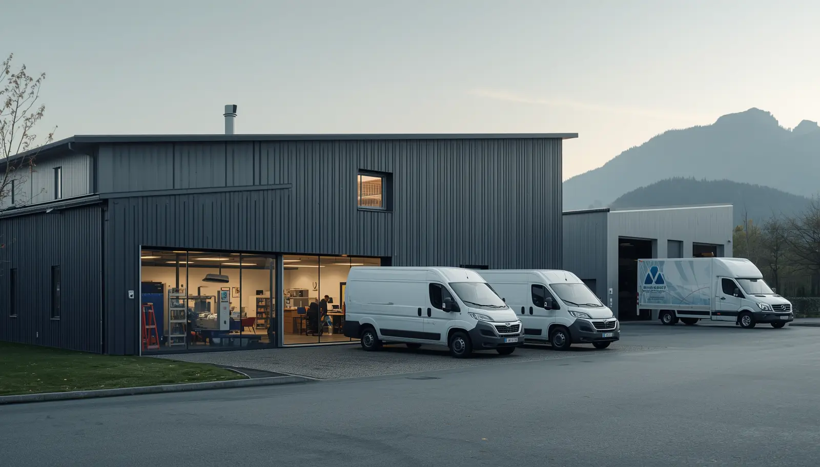 Locaux d'entreprise avec bureaux et atelier illustrant l'assurance multirisque professionnelle à Annecy